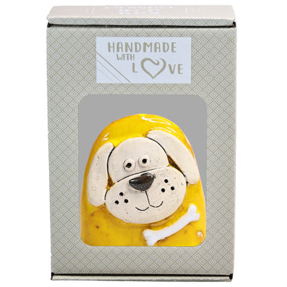 Charming Character of Handmade Ceramic Dog with Bone