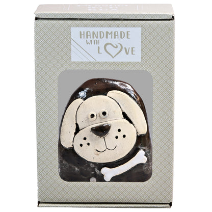 Charming Character of Handmade Ceramic Dog with Bone