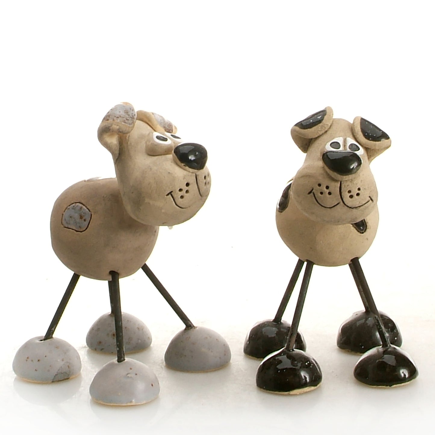 Handmade Patchy Ceramic Wire Leg Dog