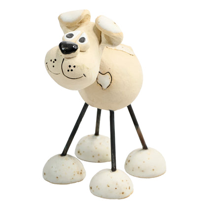 Handmade Patchy Ceramic Wire Leg Dog