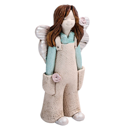 Handmade Rustic Natural Beige Ceramic Angel Gardener