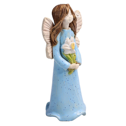 Handmade Ceramic Angel Holding White Daisy