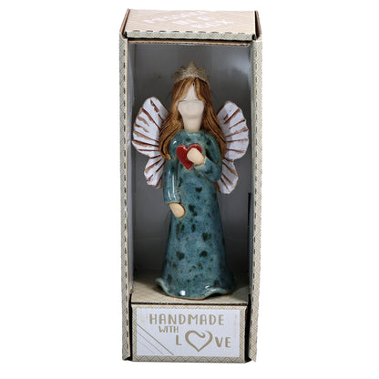 Handmade Ceramic Birthday Angels with Heart and Crown