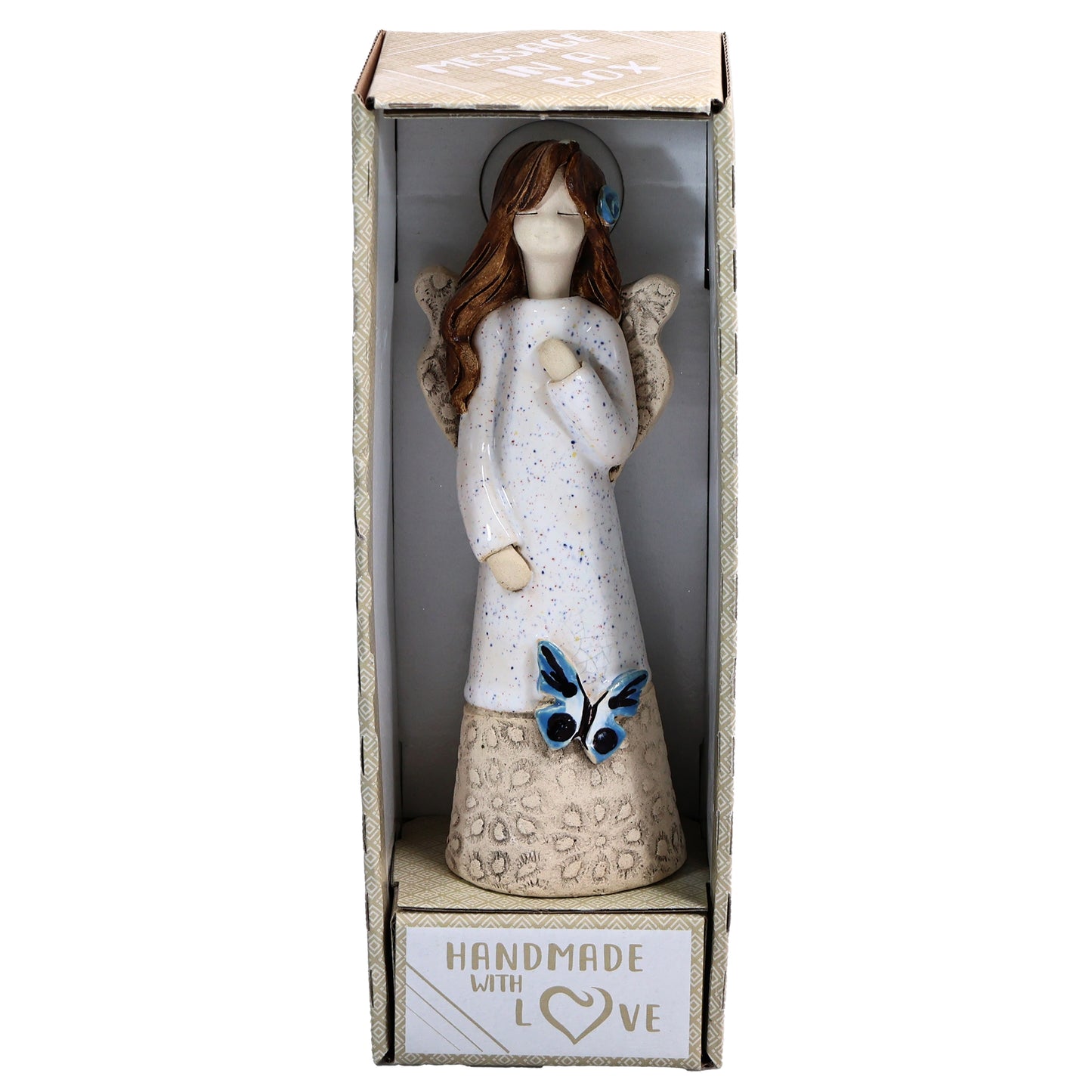 Handmade White Ceramic Angel with Butterfly