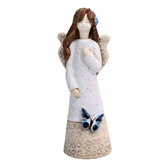 Handmade White Ceramic Angel with Butterfly