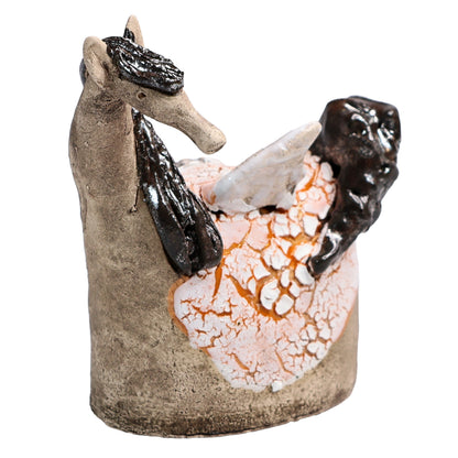 Handmade Ceramic Figurine of Stunning Pegasus with White Wings