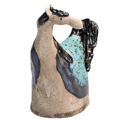 Handmade Ceramic Figurine of Vibrant Horses in Bold Colours