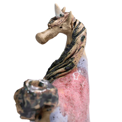 Handmade Ceramic Figurine of Charming Unicorn in Pink and Lilac
