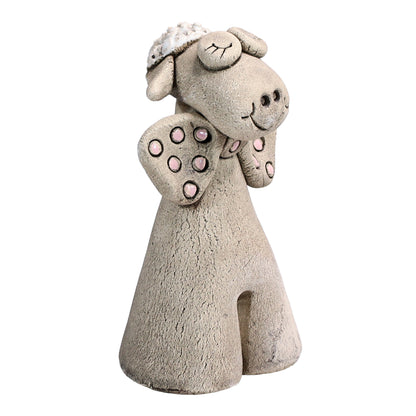 Handmade Ceramic Figurine of Charming Cow or Sheep with Bowtie