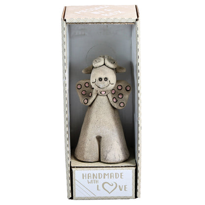 Handmade Ceramic Figurine of Charming Cow or Sheep with Bowtie