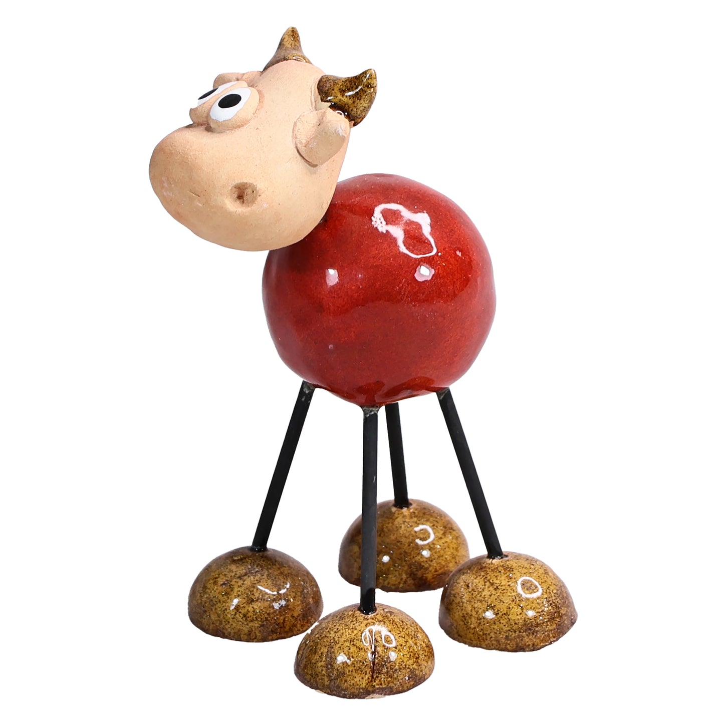 Handmade Ceramic Figurine of Wire-Legged Highland Cow