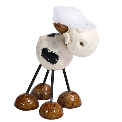Handmade White Dairy Cow with Fringe