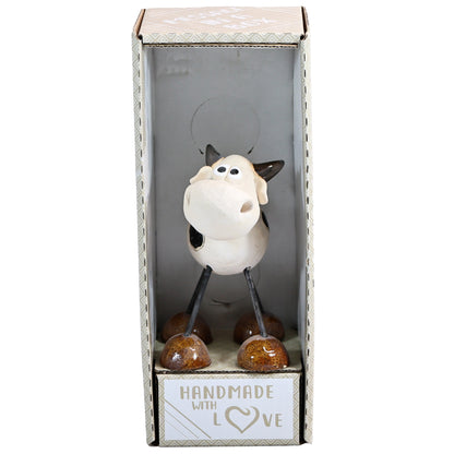 Handmade White Dairy Cow with Fringe