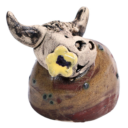 Handmade Ceramic Cute Mini Highland Cow Couple with Horns