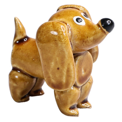 Handmade Ceramic  Black and Brown Cute Mini Dachshund Pair