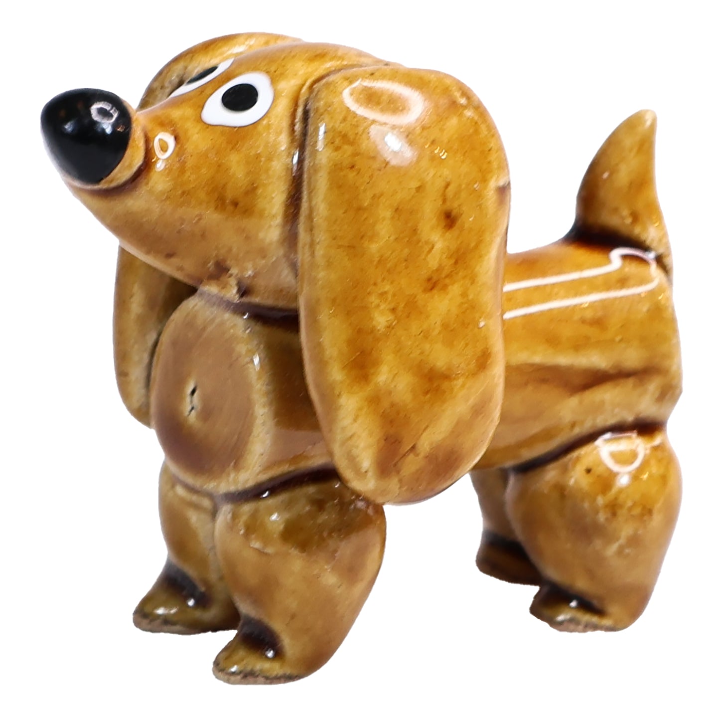 Handmade Ceramic  Black and Brown Cute Mini Dachshund Pair