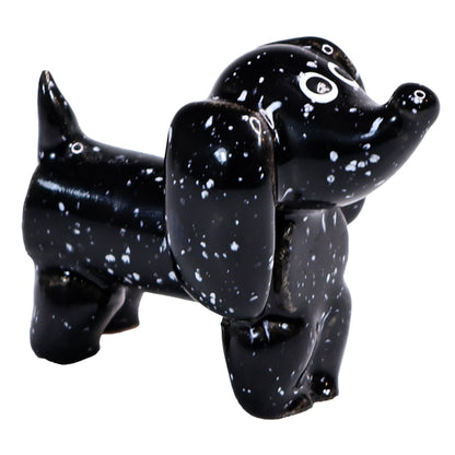 Handmade Ceramic  Black and Brown Cute Mini Dachshund Pair