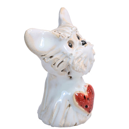 Handmade Ceramic Scottie Dog Couple with Heart