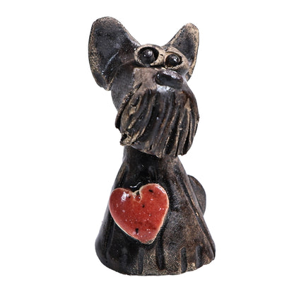 Handmade Ceramic Scottie Dog Couple with Heart
