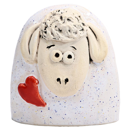 Charming Character of Handmade Ceramic Sheep with Love Heart