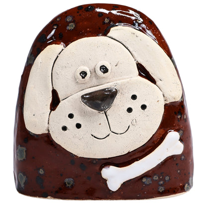 Charming Character of Handmade Ceramic Dog with Bone