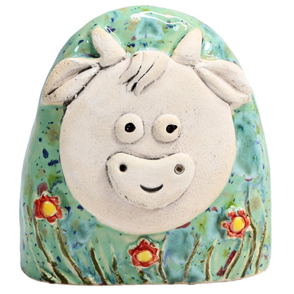 Charming Character of Handmade Highland Cow with Flowers